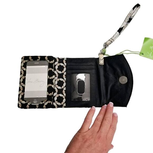 Vera Bradley NEW! Set of Two Black & White Wristlet and Clip Zip ID Holder Bags. - Picture 3 of 9